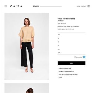 Worn Once Zara Tweed Fringe Top in Sand sz Medium